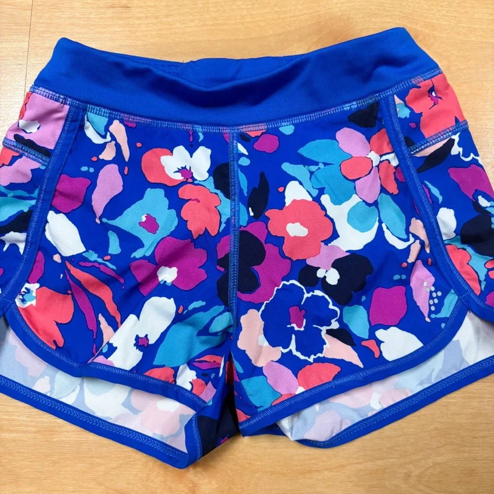 Gymboree Gymgo Blue & Pink Floral Stretchy Active Shorts Girls S 5/6